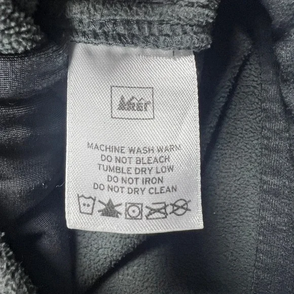 REI Full Zip Fleece Jacket Mens Large Black Long Sleeve Mock Neck Pockets - Picture 14 of 14